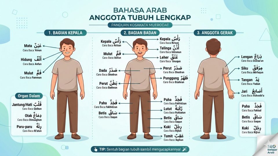 Bahasa Arab Anggota Tubuh Lengkap dan Artinya